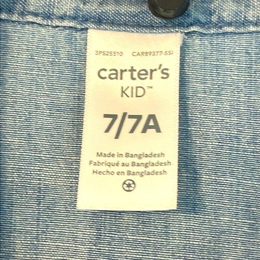Carter’s Classics Denim Dress Button Front w/Collar Size 7/7A